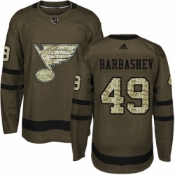 Mens Adidas St Louis Blues 49 Ivan Barbashev Premier Green Salute to Service NHL Jersey 