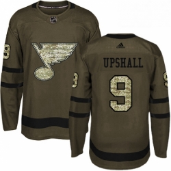 Mens Adidas St Louis Blues 9 Scottie Upshall Authentic Green Salute to Service NHL Jersey 