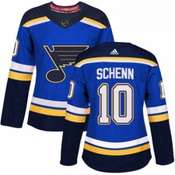 Womens Adidas St Louis Blues 10 Brayden Schenn Authentic Royal Blue Home NHL Jersey 