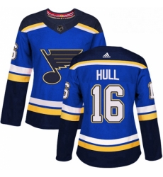 Womens Adidas St Louis Blues 16 Brett Hull Premier Royal Blue Home NHL Jersey 