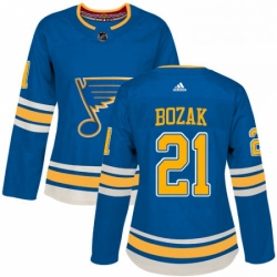 Womens Adidas St Louis Blues 21 Tyler Bozak Authentic Navy Blue Alternate NHL Jersey 