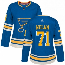Womens Adidas St Louis Blues 71 Jordan Nolan Authentic Navy Blue Alternate NHL Jersey 