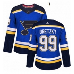 Womens Adidas St Louis Blues 99 Wayne Gretzky Authentic Royal Blue Home NHL Jersey 