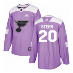 Youth Adidas St Louis Blues 20 Alexander Steen Authentic Purple Fights Cancer Practice NHL Jersey 