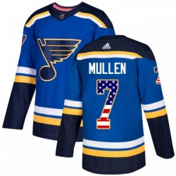 Youth Adidas St Louis Blues 7 Joe Mullen Authentic Blue USA Flag Fashion NHL Jersey 