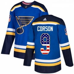 Youth Adidas St Louis Blues 9 Shayne Corson Authentic Blue USA Flag Fashion NHL Jersey 