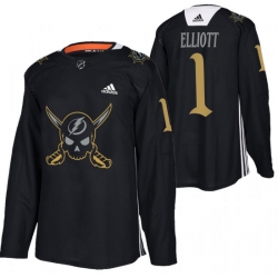 Men Tampa Bay Lightning 1 Brian Elliott Black Gasparilla Inspired Pirate Themed Warmup Stitched jersey
