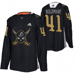 Men Tampa Bay Lightning 41 Pierre Edouard Bellemare Black Gasparilla Inspired Pirate Themed Warmup Stitched jersey