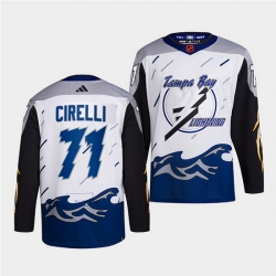 Men Tampa Bay Lightning 71 Anthony Cirelli White 2022 Reverse Retro Stitched Jersey