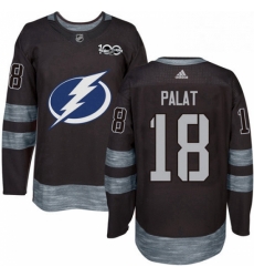 Mens Adidas Tampa Bay Lightning 18 Ondrej Palat Authentic Black 1917 2017 100th Anniversary NHL Jersey 