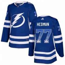 Mens Adidas Tampa Bay Lightning 77 Victor Hedman Authentic Blue Drift Fashion NHL Jersey 