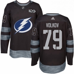 Mens Adidas Tampa Bay Lightning 79 Alexander Volkov Authentic Black 1917 2017 100th Anniversary NHL Jersey 