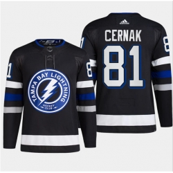 Men's Tampa Bay Lightning #81 Erik Cernak Black 2024 Stadium Series Stitched Jersey