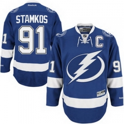 Mens Tampa Bay Lightning Steven Stamkos Reebok Blue Home Captain Premier Jersey
