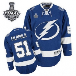 Tampa Bay Lightning #51 Valtteri Filppula Blue 2015 Stanley Cup Stitched NHL Jersey