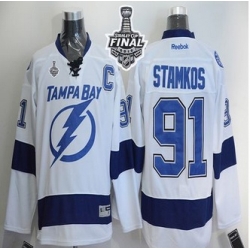 Tampa Bay Lightning #91 Steven Stamkos White New Road 2015 Stanley Cup Stitched NHL Jersey
