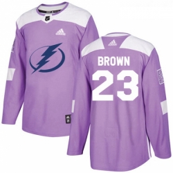 Youth Adidas Tampa Bay Lightning 23 JT Brown Authentic Purple Fights Cancer Practice NHL Jersey 