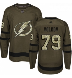 Youth Adidas Tampa Bay Lightning 79 Alexander Volkov Authentic Green Salute to Service NHL Jersey 