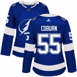 Womens Adidas Tampa Bay Lightning 55 Braydon Coburn Authentic Royal Blue Home NHL Jersey 