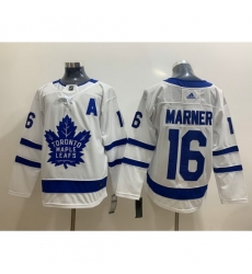 Men Toronto Maple Leafs 16 Mitchell Marner White With A Patch Adidas Stitched NHL Jersey