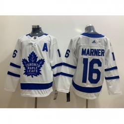 Men Toronto Maple Leafs 16 Mitchell Marner White With A Patch Adidas Stitched NHL Jersey