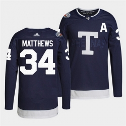 Men Toronto Maple Leafs 34 Auston Matthews 2022 Heritage Classic Navy Stitched jersey