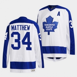 Men Toronto Maple Leafs 34 Auston Matthews White Classics Primary Logo Stitched jersey