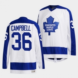 Men Toronto Maple Leafs 36 Jack Campbell White Classics Primary Logo Stitched jersey