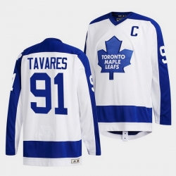 Men Toronto Maple Leafs 91 John Tavares White Classics Primary Logo Stitched jersey