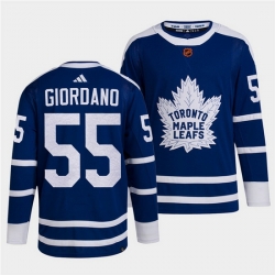 Men Toronto Maple Leafs Black 55 Mark Giordano Blue 2022 Reverse Retro Stitched Jersey