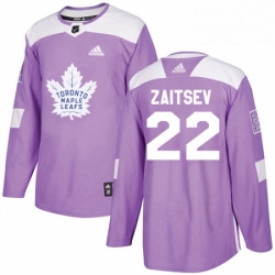 Mens Adidas Toronto Maple Leafs 22 Nikita Zaitsev Authentic Purple Fights Cancer Practice NHL Jersey 