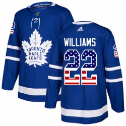 Mens Adidas Toronto Maple Leafs 22 Tiger Williams Authentic Royal Blue USA Flag Fashion NHL Jersey 