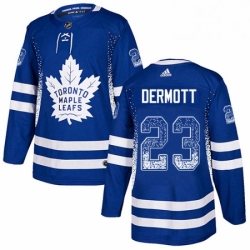 Mens Adidas Toronto Maple Leafs 23 Travis Dermott Authentic Blue Drift Fashion NHL Jersey 