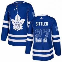 Mens Adidas Toronto Maple Leafs 27 Darryl Sittler Authentic Blue Drift Fashion NHL Jersey 