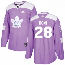 Mens Adidas Toronto Maple Leafs 28 Tie Domi Authentic Purple Fights Cancer Practice NHL Jersey 