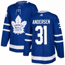 Mens Adidas Toronto Maple Leafs 31 Frederik Andersen Authentic Royal Blue Home NHL Jersey 