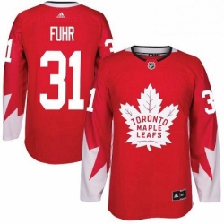 Mens Adidas Toronto Maple Leafs 31 Grant Fuhr Premier Red Alternate NHL Jersey 