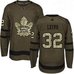 Mens Adidas Toronto Maple Leafs 32 Josh Leivo Authentic Green Salute to Service NHL Jersey 