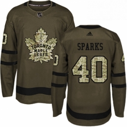 Mens Adidas Toronto Maple Leafs 40 Garret Sparks Authentic Green Salute to Service NHL Jersey 