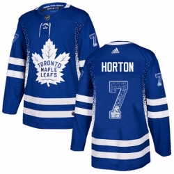 Mens Adidas Toronto Maple Leafs 7 Tim Horton Authentic Blue Drift Fashion NHL Jersey 