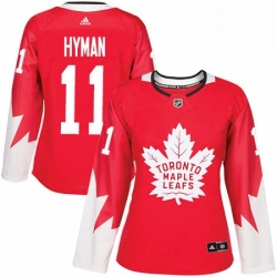 Womens Adidas Toronto Maple Leafs 11 Zach Hyman Authentic Red Alternate NHL Jersey 