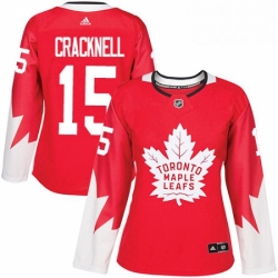 Womens Adidas Toronto Maple Leafs 15 Adam Cracknell Authentic Red Alternate NHL Jersey 