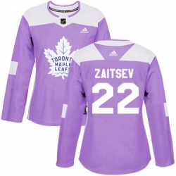 Womens Adidas Toronto Maple Leafs 22 Nikita Zaitsev Authentic Purple Fights Cancer Practice NHL Jersey 