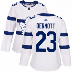 Womens Adidas Toronto Maple Leafs 23 Travis Dermott Authentic White 2018 Stadium Series NHL Jersey 