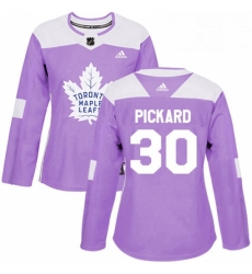 Womens Adidas Toronto Maple Leafs 30 Calvin Pickard Authentic Purple Fights Cancer Practice NHL Jerse 