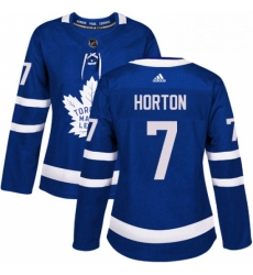 Womens Adidas Toronto Maple Leafs 7 Tim Horton Authentic Royal Blue Home NHL Jersey 