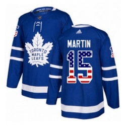 Youth Adidas Toronto Maple Leafs 15 Matt Martin Authentic Royal Blue USA Flag Fashion NHL Jersey 