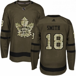 Youth Adidas Toronto Maple Leafs 18 Ben Smith Authentic Green Salute to Service NHL Jersey 