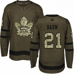 Youth Adidas Toronto Maple Leafs 21 Bobby Baun Authentic Green Salute to Service NHL Jersey 