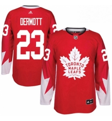 Youth Adidas Toronto Maple Leafs 23 Travis Dermott Authentic Red Alternate NHL Jersey 